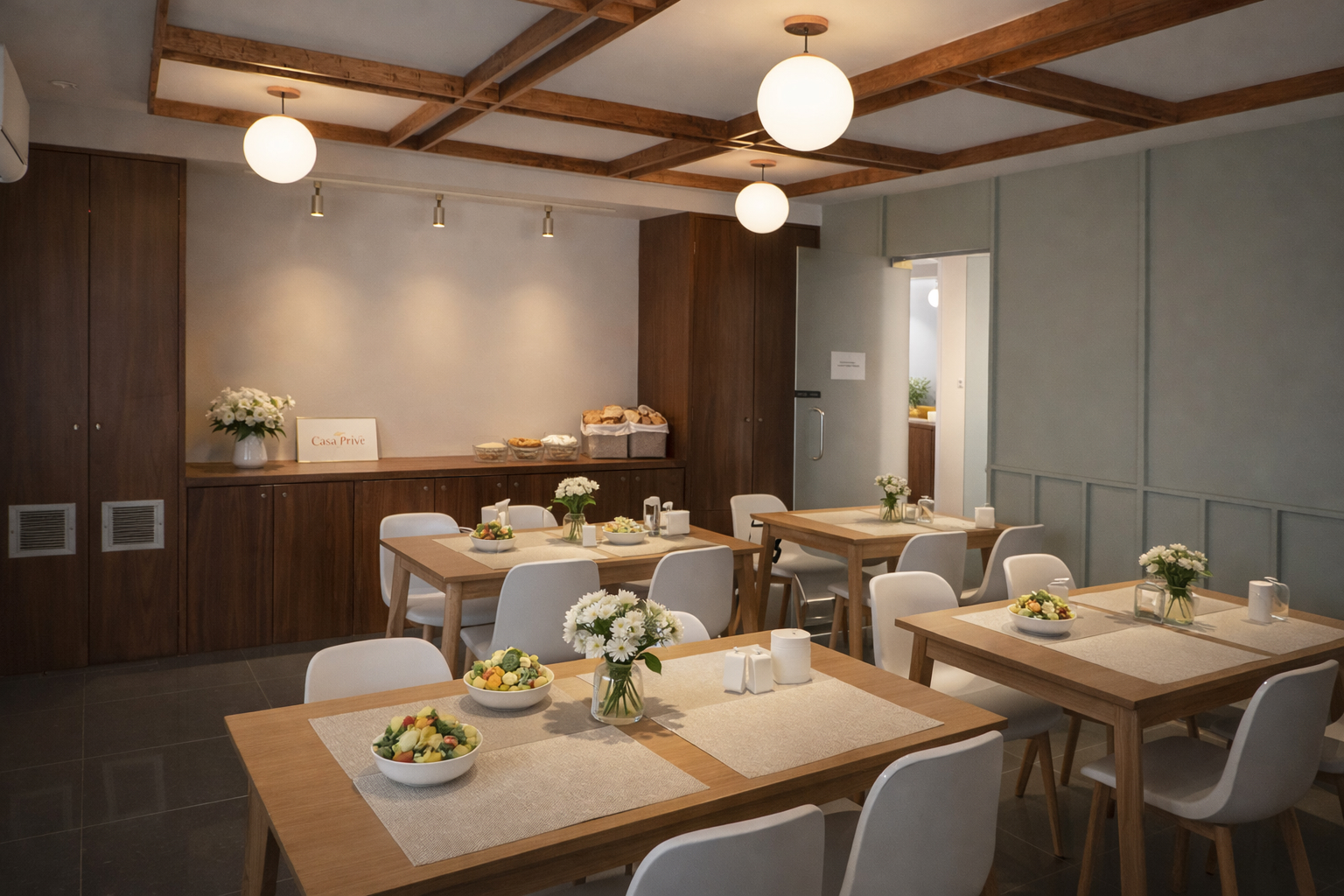 Comedor de Casa Privé donde se sirven los planes nutricionales adaptados para cada paciente